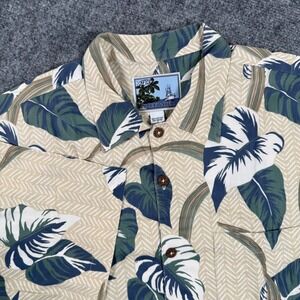 AFCO Bluewater Shirt Tropical‎ Leaf Button Up S/S Fishing Rayon Blend Men